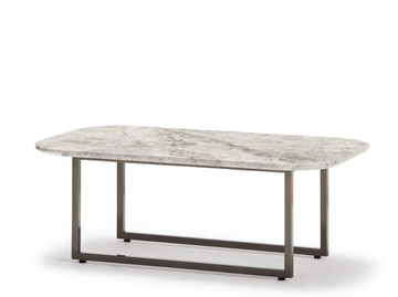 KATALANA - Rectangular low brass coffee table with marble top by Papell Design - view 3